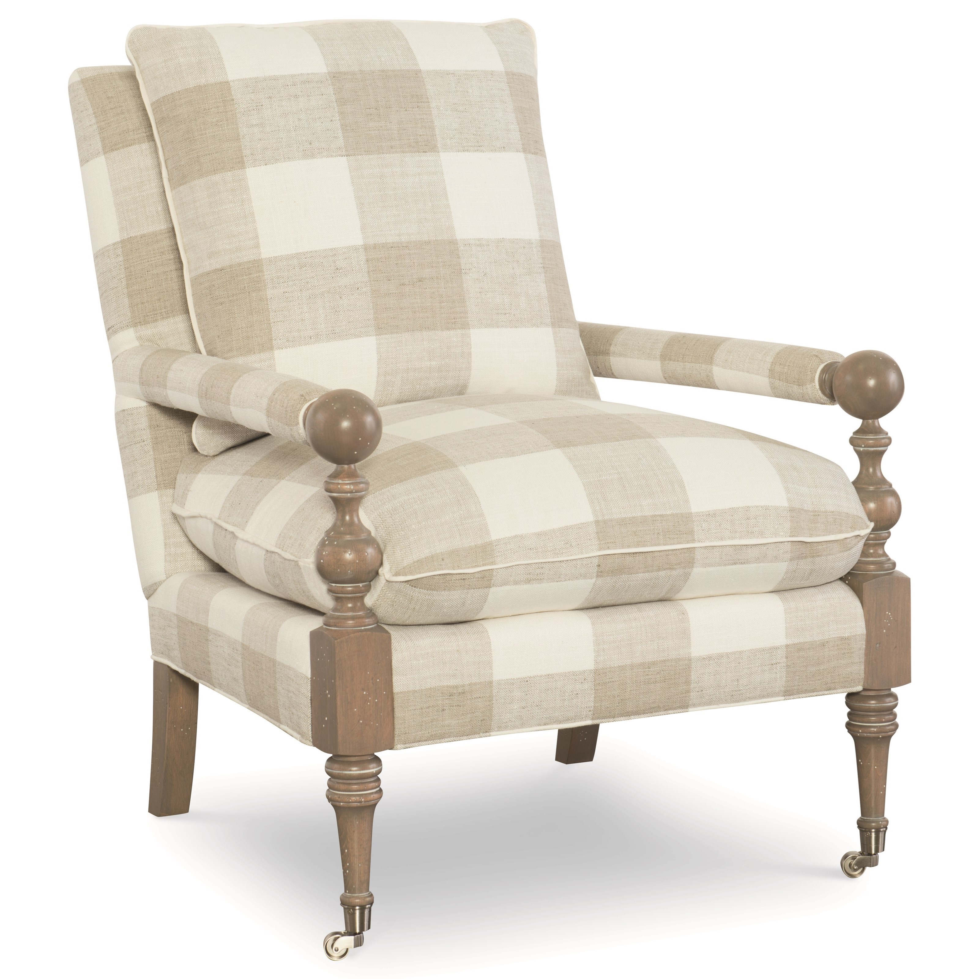 C.R. Laine Accents Bradstreet Chair with Turned Wood Arms and Casters